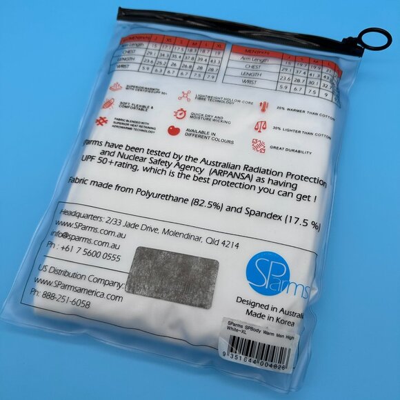 SParms Men's High Neck Sun Protection Breathable Body Shirt, Size XL, White - Picture 10 of 11